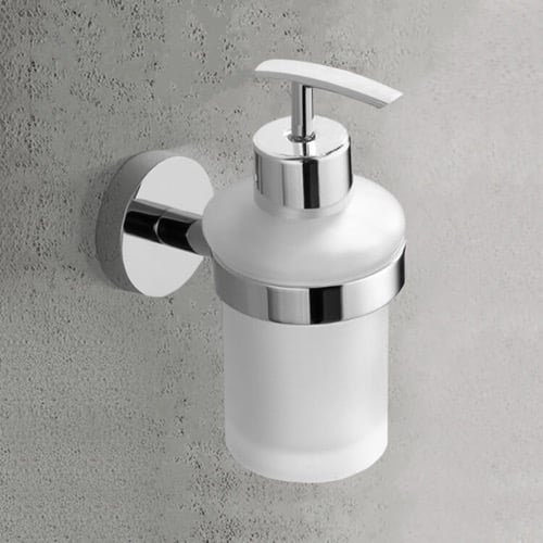 Soap Dispenser, Chrome, Wall Mounted, Frosted Glass Nameeks NCB41